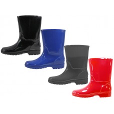 RB-55 - Wholesale Children's "EasyUSA" Water Proof Soft Plain Rubber Rain Boots ( Asst. *Black. Gray. Bright Red And Royal Blue